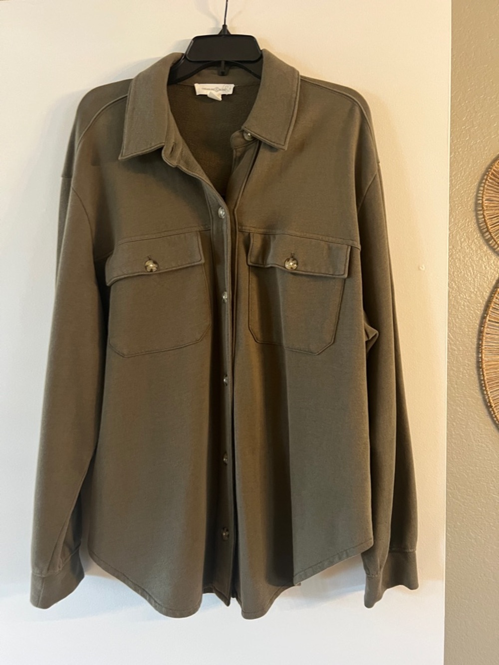 Treasure & Bond olive green  Button-Front Utility Shirt Jacket Large